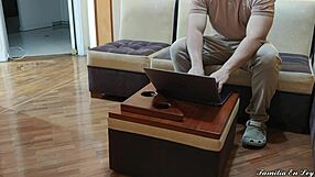 i sneak fuck my hot sister-in-law while hubby works on laptop