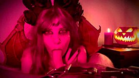 halloween demon girl fucked rough cum on ass!