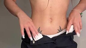 damn this slutty brunette in stockings gapes her tight asshole deep with huge dildo till she squirts