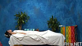 Bold massage temptress digs deep into muscles