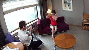 tall japanese college student with huge tits auditions in miniskirt lifting legs for armpit lick and more