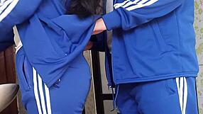 Bold latina schoolgirl bent over for creampie in bathroom bust!