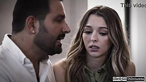 Petite teen's small tits bounce as older boyfriend pounds her tight pussy