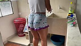 WTF I fuck horny neighbor bent over balcony doggystyle big tits cum