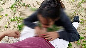 Dia blasts anal on beach with voyeur big cock pounding