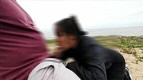 Dia blasts anal on beach with voyeur big cock pounding