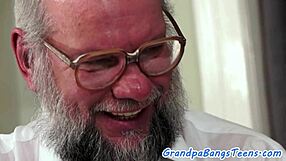 tattooed teen rides grandpa cowgirl before taking his creampie