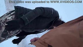 outdoor mom nearly caught riding cock during winter storm