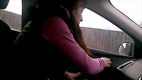 Young slut strips in car for teasing blowjob cum gulp
