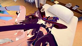 yo check out this wild foursome banging mona and hu tao genshin style cowgirl creampie action!!