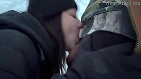 outdoor mom nearly caught riding cock during winter storm