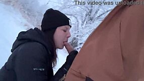 outdoor mom nearly caught riding cock during winter storm