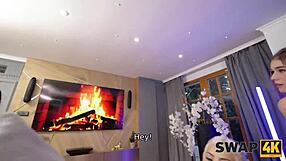 Morning Coffee Swaps to Threesome with Olivia Sparkle Veronica Leal Big Cocks!