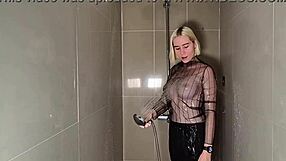 i love watching this beauty's huge tits get wet in the shower