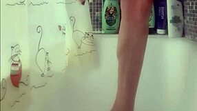 busty british teen washes her perfect big tits and feet in sexy shower