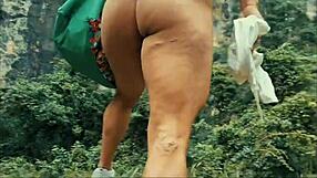 dani the fit ebony milf hikes then sucks and fucks black cock outdoors