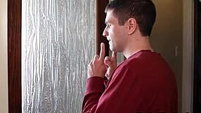 A petite canadian college teen with tight pussy and small tits gets choked and monster cock fucked while watching scary movie