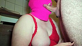 Boss milf bbw gives sensual sloppy blowjob cum on huge natural tits 💦😍