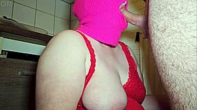 Boss milf bbw gives sensual sloppy blowjob cum on huge natural tits 💦😍