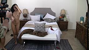 angelina chung backstage blowjob ends with deep cum swallow