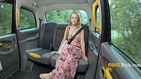 Beautiful blonde pays for backseat taxi spooning fuck short?