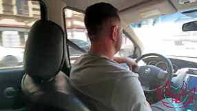 milf wife sucked my cock while husband drove the car
