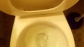 21-Year-Old Pisses in Toilet Penis Peeking Out