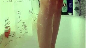 busty british teen washes her perfect big tits and feet in sexy shower