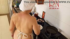 Nudist housewife regina noir cooks naked in kitchen like maid