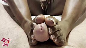 hey those pedicured ebony toes stroking black cock look insane
