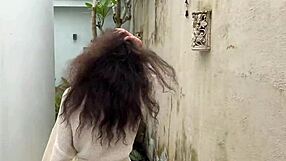 i paid skinny brunette repairman with tight pussy then cumwalked street dripping facial