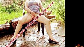 Klaudiaambergirl Fingers Natural Big Tits Milf Pussy Solo Masturbating During Storm Screaming