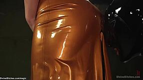 whoa, busty femdom pegs bound man suspended in intense domination play