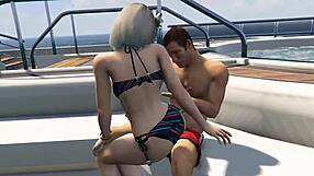 GTA 5 Cutie Bikini Babe Fucked Hard on Yacht with Loud Moans and Game Sex Action!