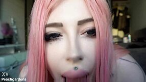 busty babe enjoys teasing sucking and playing with her big tits for fun