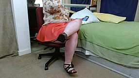 dawnskye1962's calf shaking fetish in miniskirt heels both versions