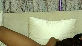 Sensual curvy black whore masturbates tight pussy with fat ass shaking