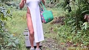 dani the fit ebony milf hikes then sucks and fucks black cock outdoors