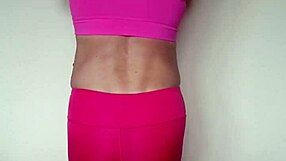 damn these pink leggings hug tight during my workout closeup