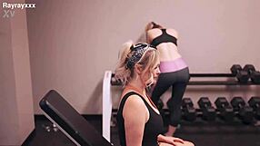 Gym Lesbians Kiss and Lick Sweaty Pussies After Intense Workout Session