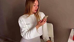 cute 18yo blonde gets her tight pussy pounded in kitchen then facial cumshot