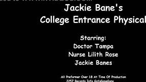 jackie banes humiliates patient spreading small tits in latex nurse hospital exam