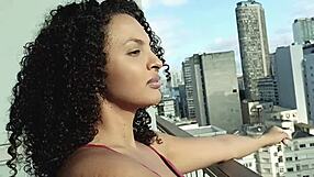 Brazilian Brunette Latina Teases Through Sheer Fabric Between Sky And Bed