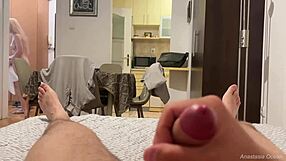 He Jerks Monster Cock While Stepsister Models Outfits Till Cum