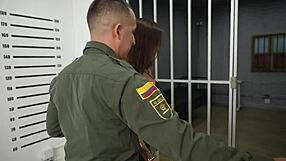 colombian slut flashing her tight wet pussy to escape jail by fucking moaning policeman doggystyle then cum covered tits!