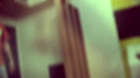 Big tits asian tranny in fishnets rides cock deep on bed.