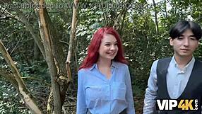 Olivia's Red Lingerie Tease Turns Into Public Fuck Beside Boyfriend