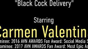 pervy petite carmen valentina hairy pussy creampied by huge cock!