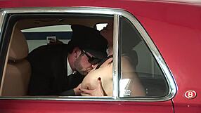 dude fucks lingerie babe doggystyle in car with cumshot facial finish