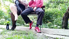 my mother-in-law begs for my cum all over her nylon stockings